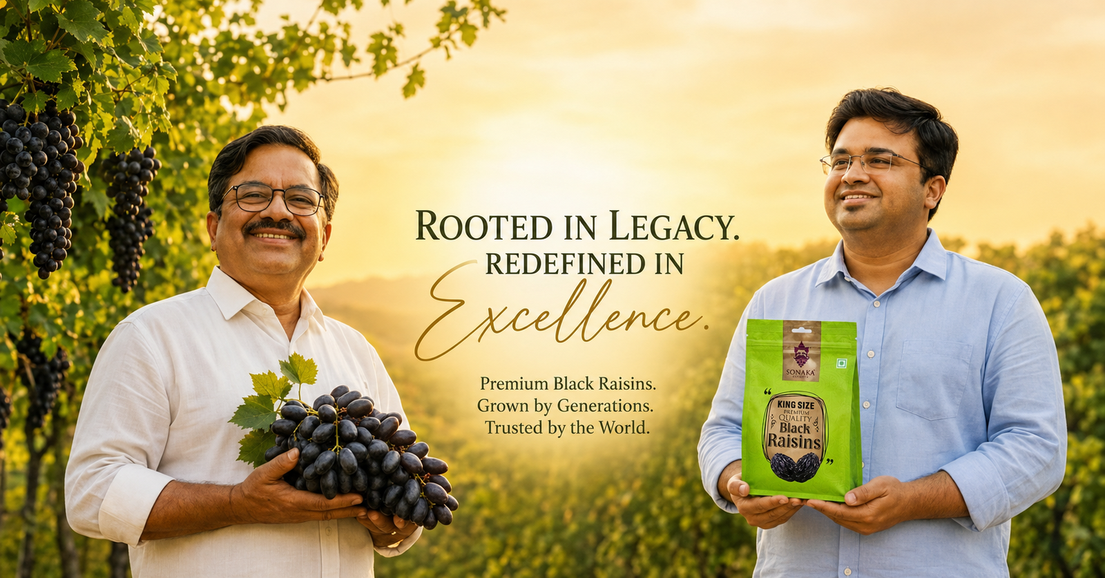 Sonaka Delights — Rooted in Legacy, Redefined in Excellence. Premium Black Raisins.